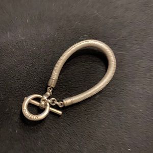 Gray Sewn Leather Bracelet